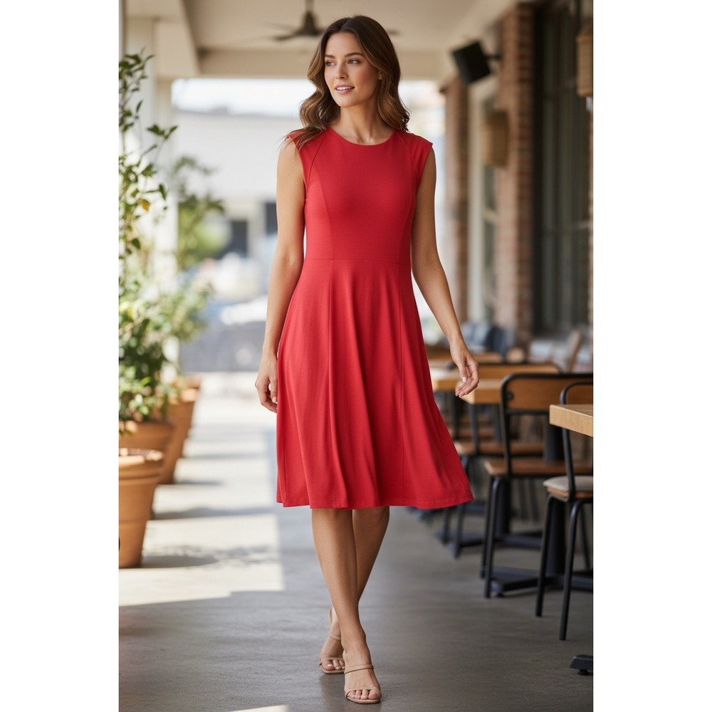 Chelsea & Theodore‎ Dress XL Raspberry Ribbon Cut & Sew Sleeveless NWT